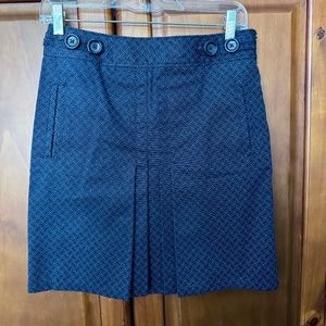 Ann Taylor Navy Twill Pleated Mini Skirt 0